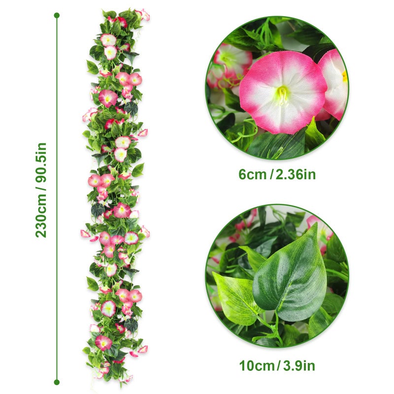 AirSun Artificial Morning Glory Flower Vines, 2pcs 15Feet Hanging Plants Silk Garland Fake Green Plant Home Garden Wall Fence Indoor Outdoor Wedding Birthday Decor - Image 3